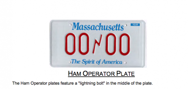 the ham operator vanity plate from MA